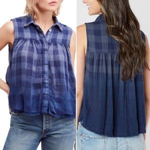 FREE PEOPLE Hey There Sunrise Plaid Top XS